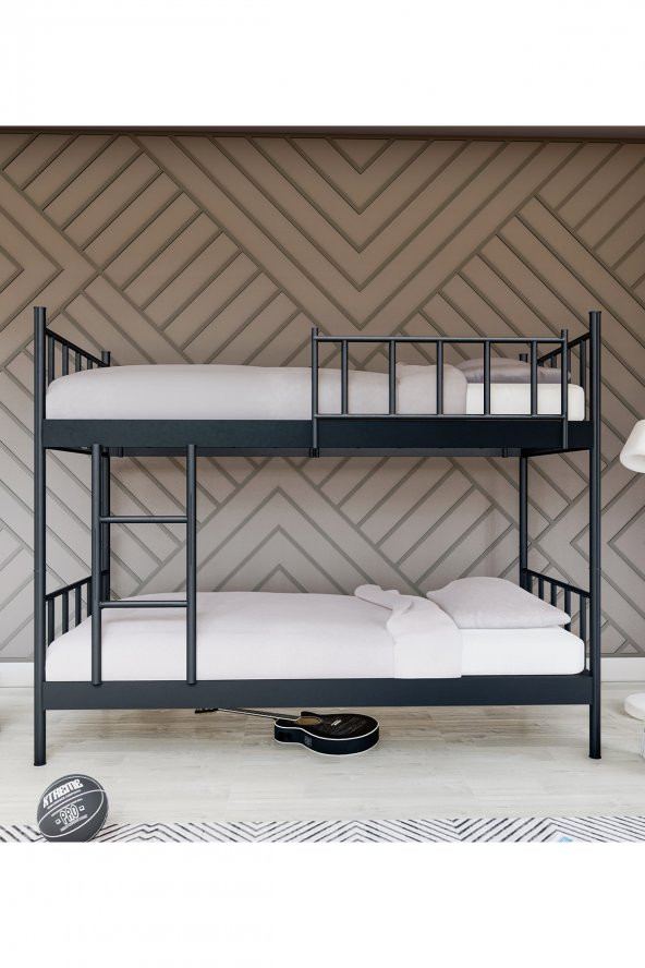 Metalia Gm 126 Ayrılabilir Çiftli Ranza  Siyah 90X190 ürün görseli 1