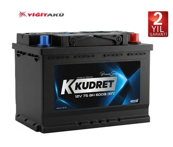 Kudret 12 V 75 Ah 600 A En  Akü (Yiğit Akü Üretimi) ürün görseli 1
