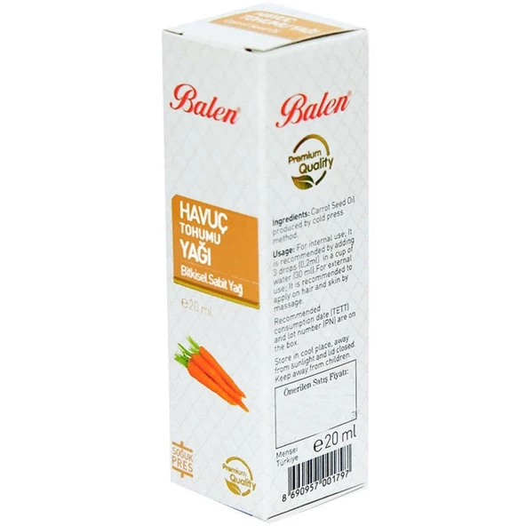 Balen Havuç Tohumu Yağı 20 ML Doğal Saf Distilasyon %100 ürün görseli 1