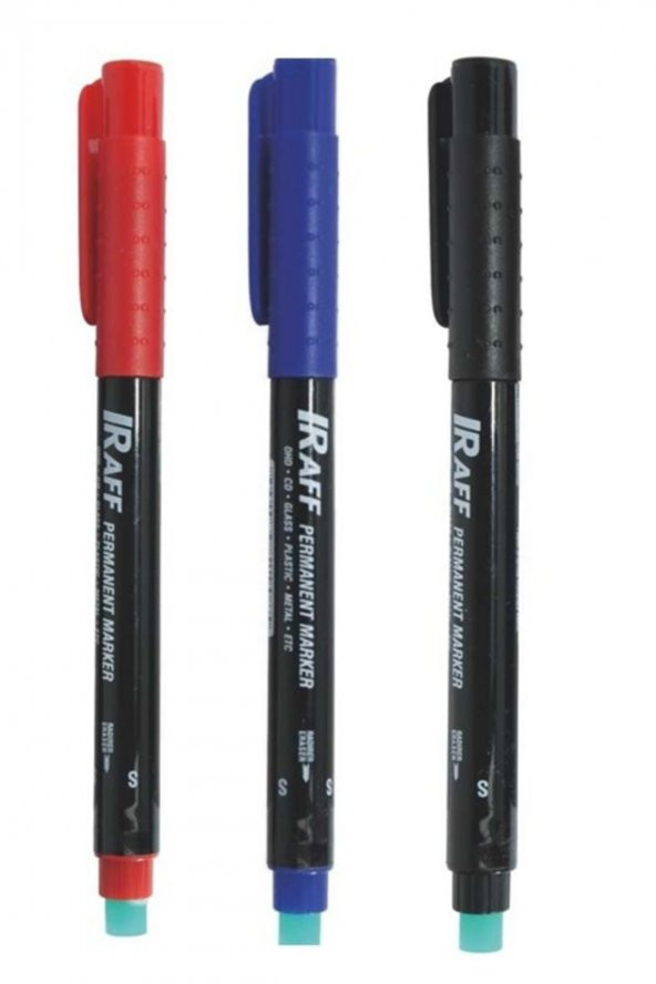 Raff Asetat Kalemi - S (small) Uçlu - 3renk (mavi-kırmızı-siyah) ürün görseli 1