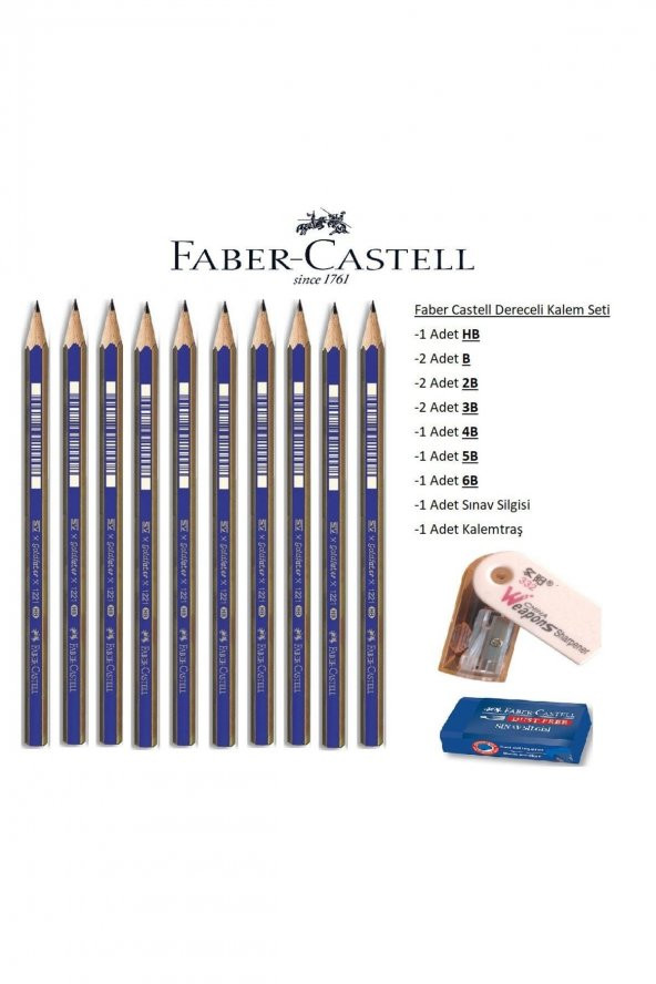 Faber Castell Resim Kalemi Faber Dereceli Kalem Seti Karakalem Seti Hb B 2b 3b 4b 5b 6b 10lu Set ürün görseli 1