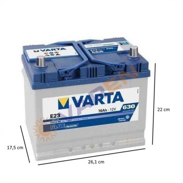 Varta Blue Dynamic E23 12 V 70 Ah 630 A(En) Akü - Resim 2