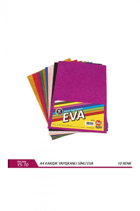 Red Apple Eva ( A4 ) Simli Yapışkanlı 10 Renk ürün görseli 1