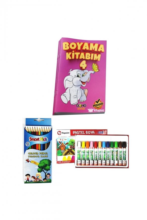 Smart Kids Smartkids Boyama Kitaplı Kırtasiye Seti Kuru Boya + Pastel Boya 12 Li ürün görseli 1