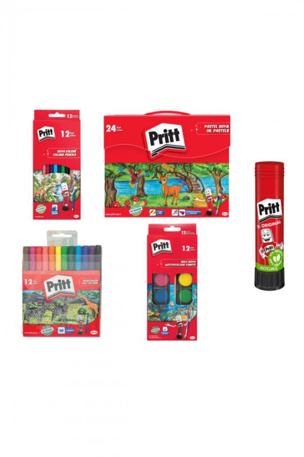 Pritt Boya Seti Sulu Boya+kuru Boya+keçeli Boya+mum Pastel Boya+22g Set ürün görseli 1