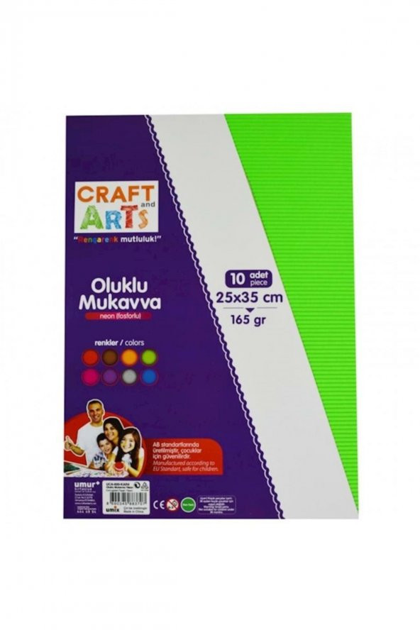 Umix Craft And Arts Oluklu Mukavva 10 Lu Neon ürün görseli 1
