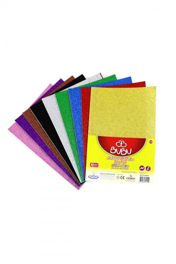 Bubu Bu-bu Simli Yapışkanlı Eva 10 Renk 2mm 20x30cm Bu00101 ürün görseli 1