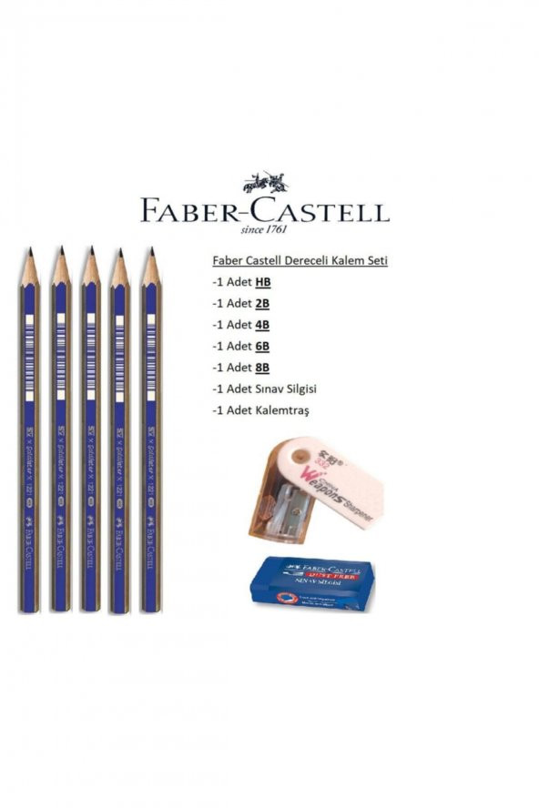 Faber Castell Resim Kalemi Faber Dereceli Kalem Seti Karakalem Seti Hb-2b-4b-6b-8b 5li Set ürün görseli 1