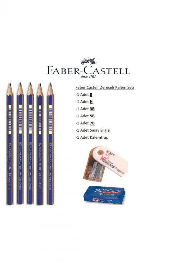 Faber Castell Resim Kalemi Faber Dereceli Kalem Seti Karakalem Seti B H 3b 5b 7b 5li Set ürün görseli 1