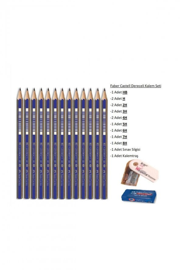 Faber Castell Resim Kalemi Faber Dereceli Kalem Seti Karakalem Seti 8h 7h 6h 5h 4h 3h 2h H Hb 13lü Set ürün görseli 1