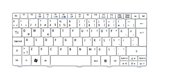 Acer One D270-1044,D270-1375,D270-1395 Notebook Klavye Beyaz ürün görseli 1