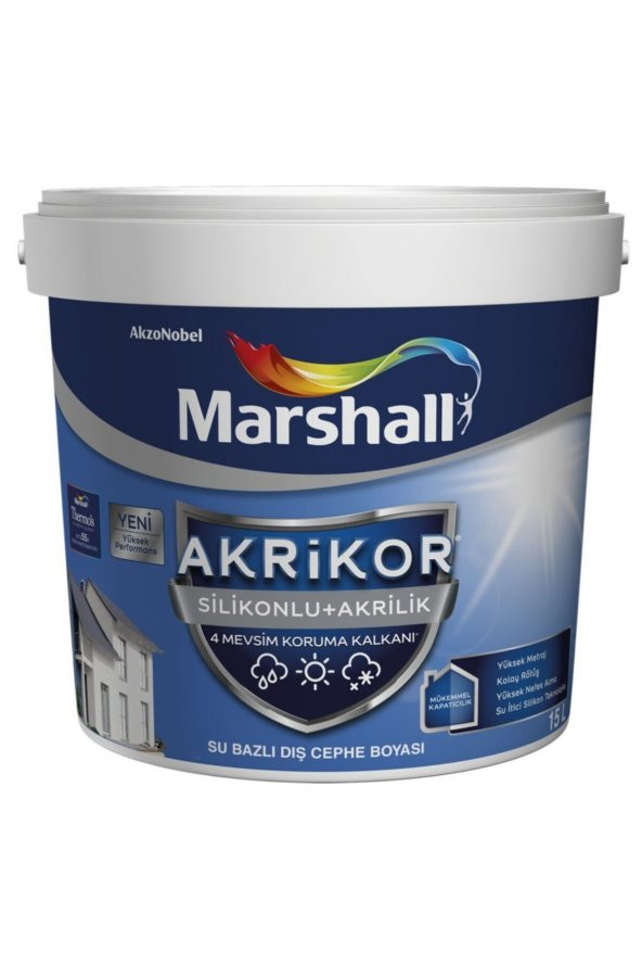 Marshall Akrikor Silikonlu Akrilik Dış Cephe Boyası 2.5lt/3.5kg-tüm Renkler 4 Mevsim Koruma Sağlar ürün görseli 1