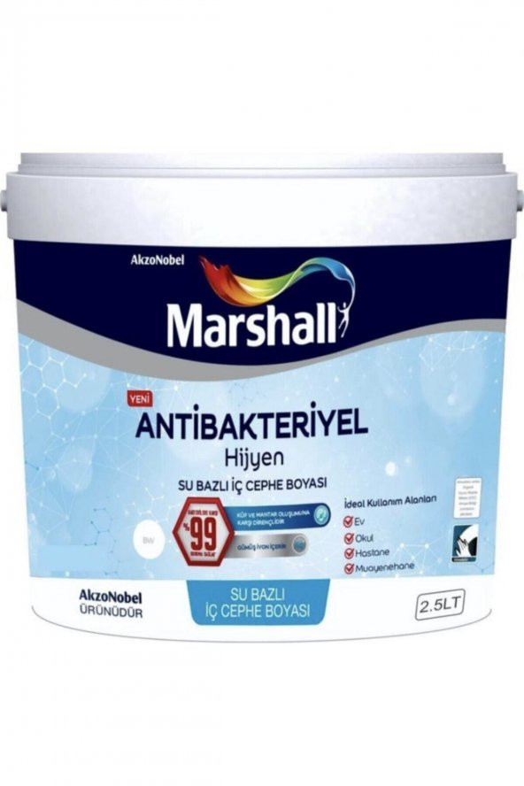 Marshall Hijyen Antibakteriyel Boya 2.5 Lt Beyaz ürün görseli 1
