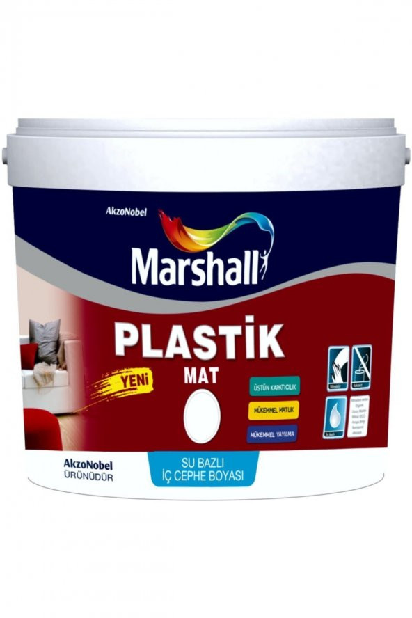Marshall Plastik Mat Silinebilir Iç Cephe Boyası Beyaz 2,5 Lt (3,5 KG) ürün görseli 1