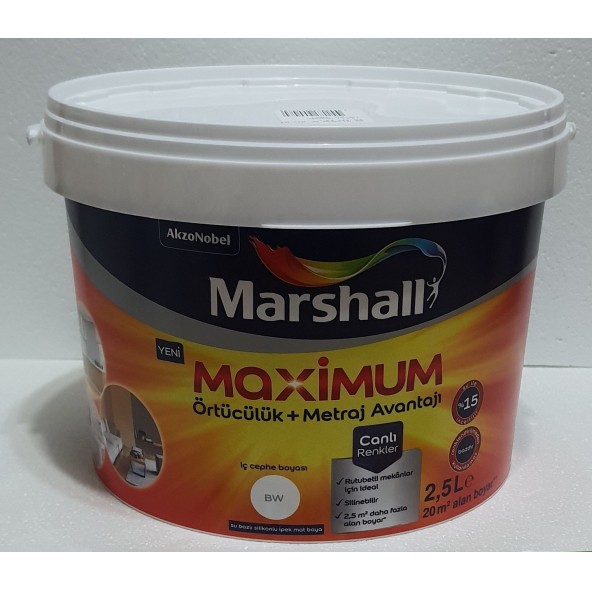 Marshall Maximum Silikonlu İpek Mat İç Cephe Boyası 2,5 lt ürün görseli 1