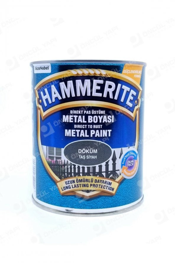 Hammerite Marshall Hammerite Direkt Pas Üstü Metal Boyası Döküm Taş Siyah 0.75 Lt ürün görseli 1