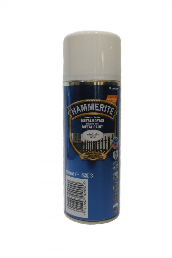 Marshall Hammerite Direkt Pas Üstü Pürüzsüz Metal Boyası Sprey Beyaz 400 ML ürün görseli 1