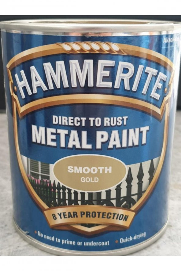 Marshall Altın  Hammerite Direkt Pas Üstü Pürüzsüz Metal Boya 0.75 lt ürün görseli 1
