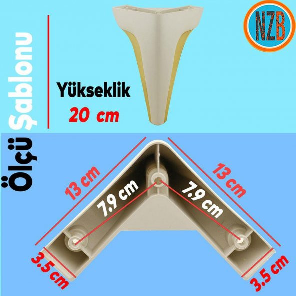 Mobilya Kanepe Çekyat Sehpa TV Ünitesi Baza Çekyat Koltuk Ayağı Krem Renk 20 cm Ayak ürün görseli 1