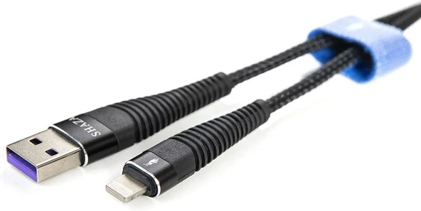 Shaza Apple iPhone Lightning 5A 100 W Örgülü Hızlı Şarj ve Data Kablosu 1 Metre ürün görseli 1