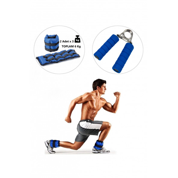 Spor Byfit 3 Kg x 2 Adet Mavi El veya Ayak Bileği Ağırlığı + El Yayı HEDİYELİ ürün görseli 1