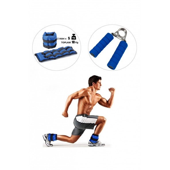 Spor Byfit 5 Kg x 2 Adet Mavi El veya Ayak Bileği Ağırlığı + El Yayı HEDİYELİ ürün görseli 1