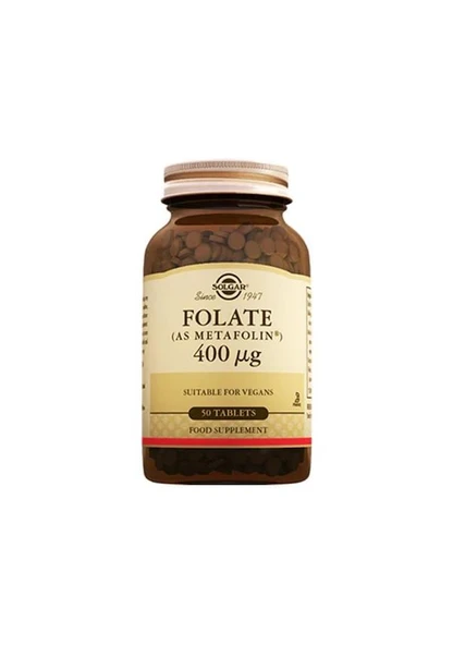 Solgar Folate 400 mg 50 Tablet 033984019409 ürün görseli 1