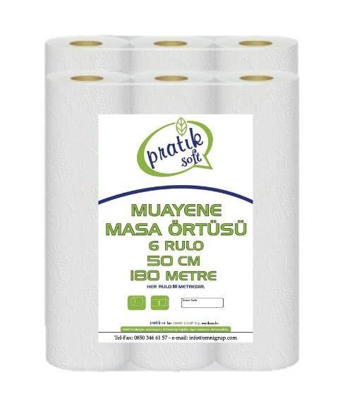 Pratiksoft Muayene Masa Sedye Örtüsü 50 cm 6 Rulo 180 mt ürün görseli 1