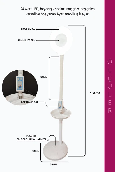 İthal Ayaklı Işıklı Büyüteçli Loop Lamba - Resim 7