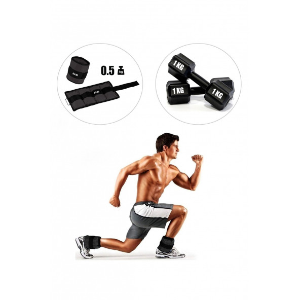 Spor Byfit 0.5 Kg x 2 Adet Siyah El veya Ayak Bileği Ağırlığı + 1 Kg Dambıl Set HEDİYELİ ürün görseli 1
