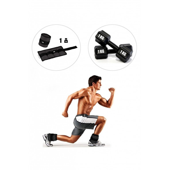 Spor Byfit 1 Kg x 2 Adet Siyah El veya Ayak Bileği Ağırlığı + 1 Kg Dambıl Set HEDİYELİ ürün görseli 1