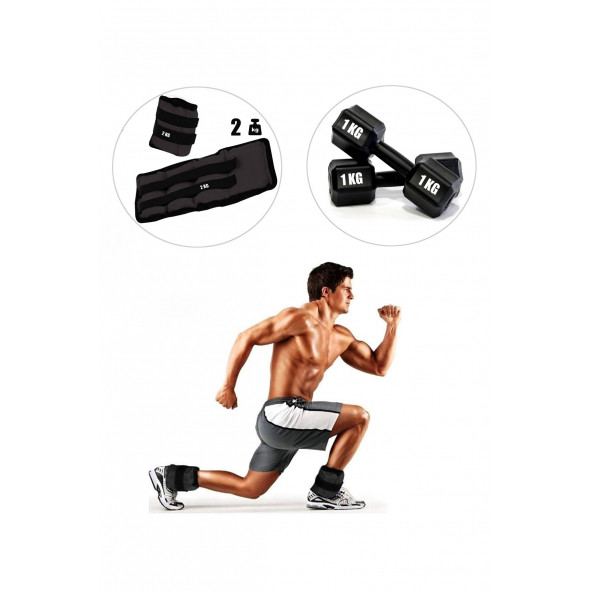 Spor Byfit 2 Kg x 2 Adet Siyah El veya Ayak Bileği Ağırlığı + 1 Kg Dambıl Set HEDİYELİ ürün görseli 1