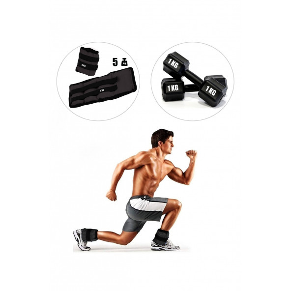 Spor Byfit 5 Kg x 2 Adet Siyah El veya Ayak Bileği Ağırlığı + 1 Kg Dambıl Set HEDİYELİ ürün görseli 1