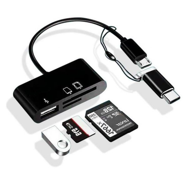 Type-C Micro Usb 3in1 Sd Micrsd Kart Okuyucu Otg Çevirici Kablosu ürün görseli 1
