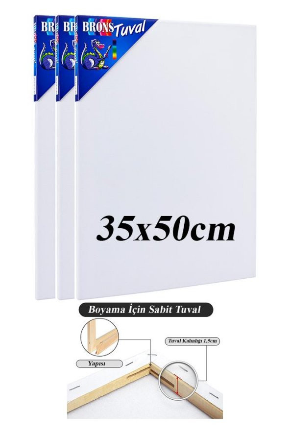 Tuval 35x50 3 Adet Gerdirme Apartlı Arkadan Zımbalı 35*50 Tual Akrilik Boya Yağlı Boya ürün görseli 1
