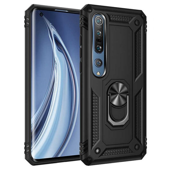 Xiaomi Mi Note 10 Lite Kılıf Sofya Yüzüklü Standlı Zırhlı Silikon Kılıf ürün görseli 1