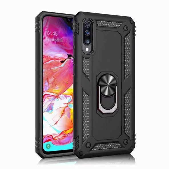 Samsung Galaxy A70 Kılıf Sofya Yüzüklü Standlı Zırhlı Silikon Kılıf ürün görseli 1