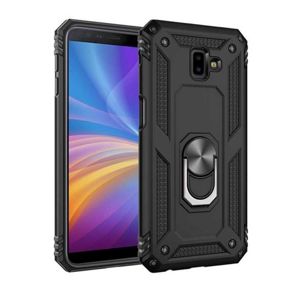 Samsung Galaxy J6 Plus Kılıf Sofya Yüzüklü Standlı Zırhlı Silikon Kılıf ürün görseli 1