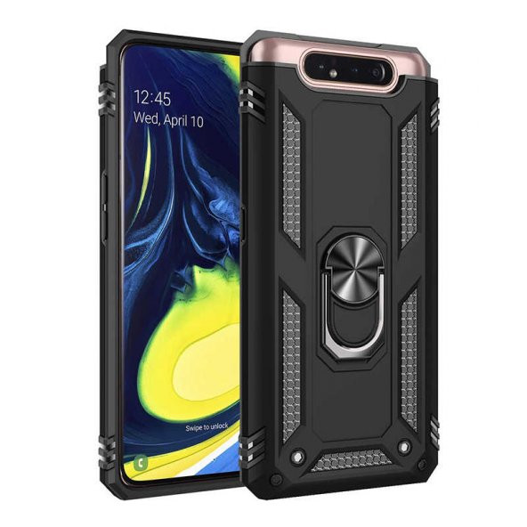 Samsung Galaxy A80 Kılıf Sofya Yüzüklü Standlı Zırhlı Silikon Kılıf ürün görseli 1