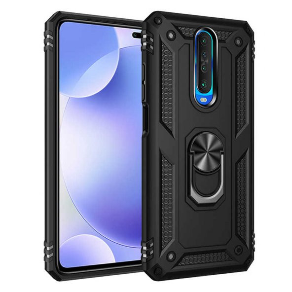 Xiaomi Poco X2 Kılıf Sofya Yüzüklü Standlı Zırhlı Silikon Kılıf ürün görseli 1
