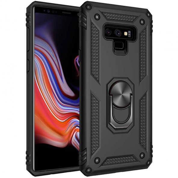 Samsung Galaxy Note 9 Kılıf Sofya Yüzüklü Standlı Zırhlı Silikon Kılıf ürün görseli 1