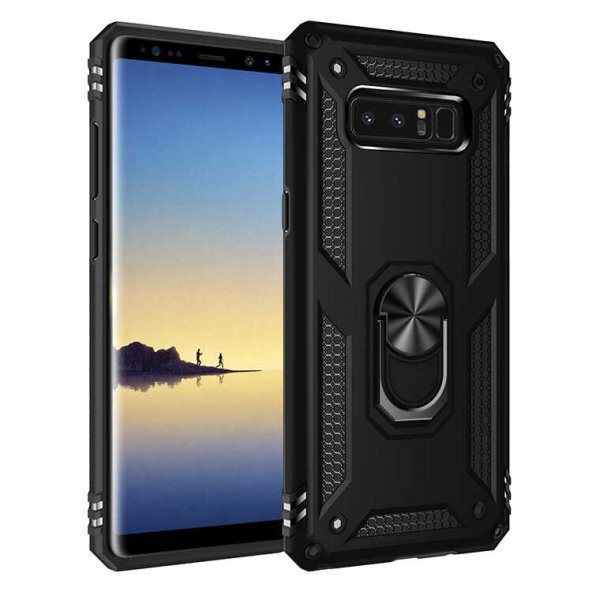 Samsung Galaxy Note 8 Kılıf Sofya Yüzüklü Standlı Zırhlı Silikon Kılıf ürün görseli 1
