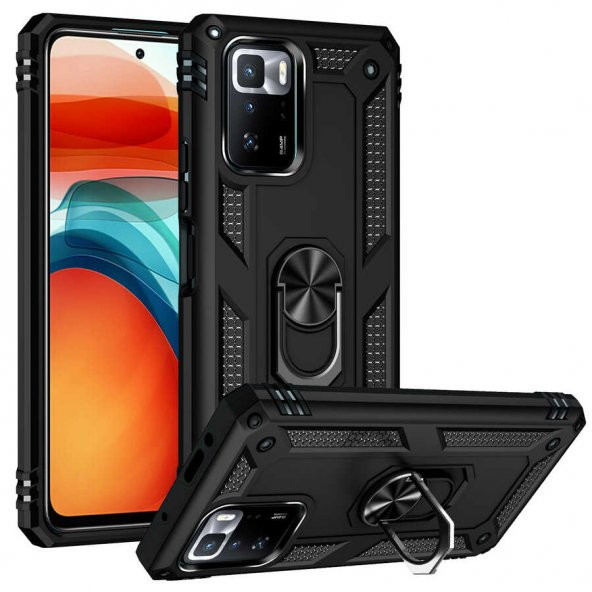 Xiaomi Poco X3 GT Kılıf Sofya Yüzüklü Standlı Zırhlı Silikon Kılıf ürün görseli 1