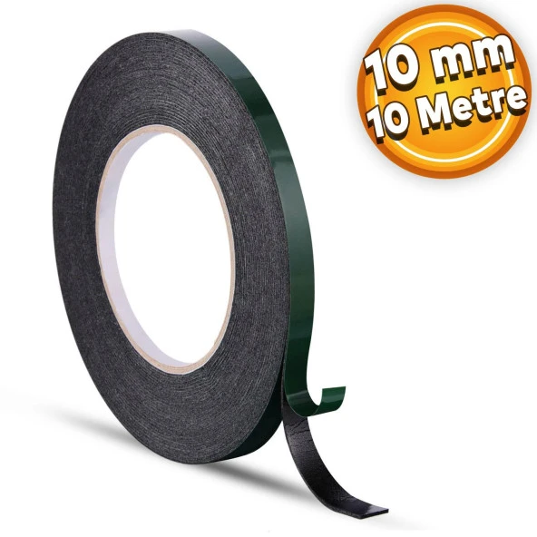 Çift Taraflı Köpük Bant Eva Montaj Bandı Siyah 10 mm x 10 Metre ürün görseli 1