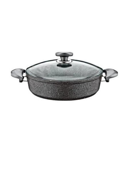 Oms OM GR202 Granit Gri Kısa Tencere 26 cm ürün görseli 1