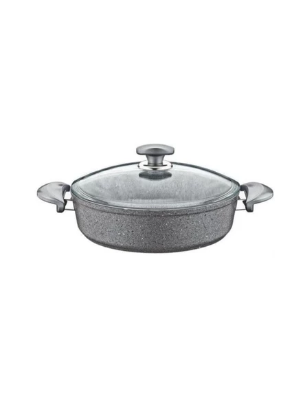 Oms OM GR201 Gri Kısa Granit Tencere 24 cm ürün görseli 1