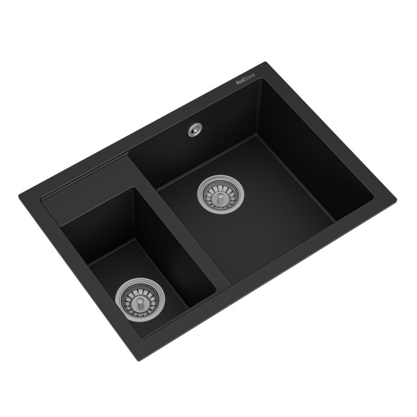 RealStone P016 Kapadokya Siyah Granit Eviye - Resim 2