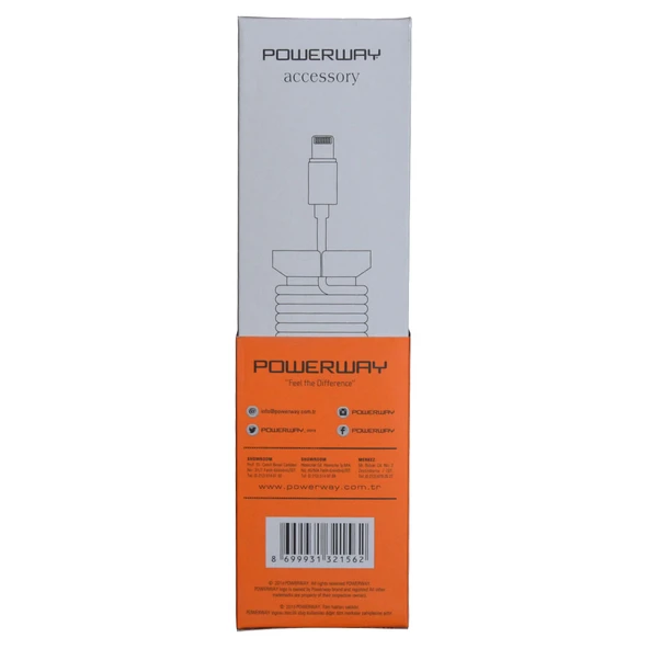 Powerway Apple Lightning Hızlı Şarj Kablosu Örgülü 1.1M - CX10 Turuncu ürün görseli 1