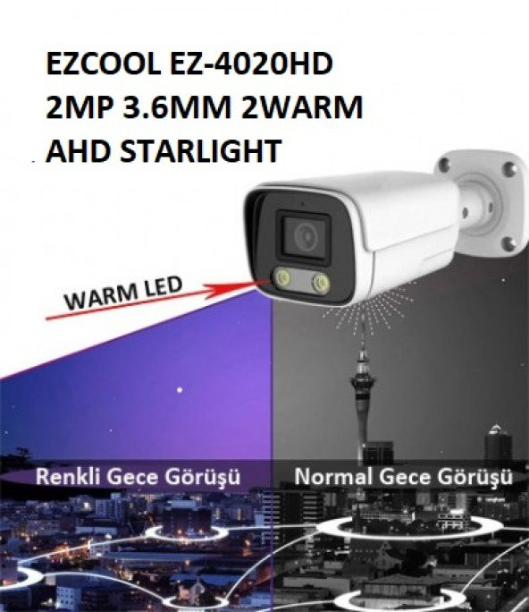 Ezcool - EZCOOL EZ-4020HD 2MP 3.6MM 2WARM AHD RENKLİ GECE GÖRÜŞÜ ürün görseli 1