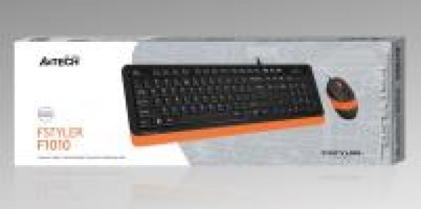 A4-Tech f1010 q usb kablolu turuncu multimedya mouse set ürün görseli 1